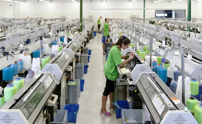 Protective glove production line at the JS Gloves factory